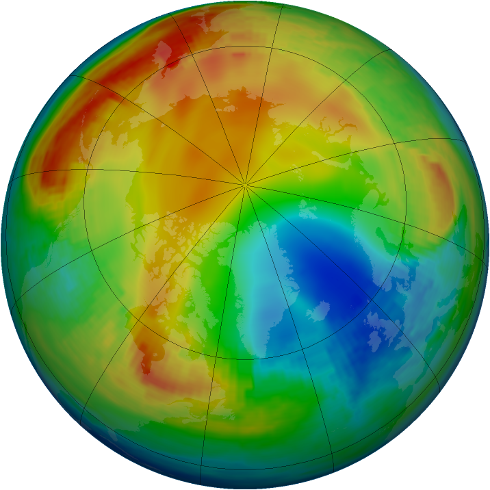 Arctic ozone map for 19 January 1992